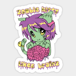 Zombie Kitteh Likes Brainz Sticker